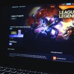 a computer screen with a league of legend logo on it